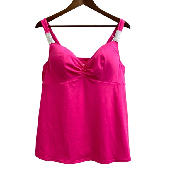 Lane Bryant Tankini Swimsuit Top  42D  Pink Bathing Suit NWT - Picture 1 of 12